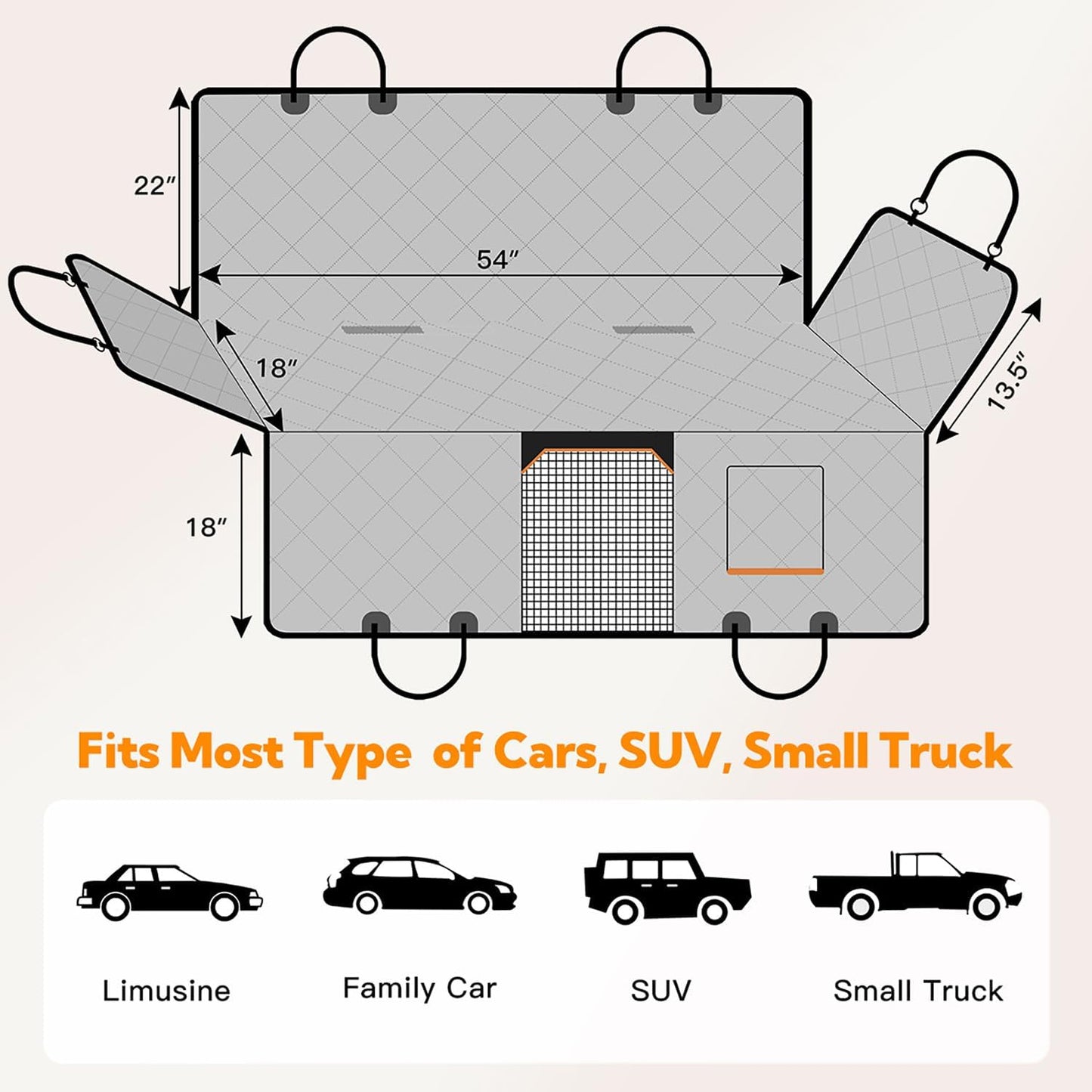 Waterproof Dog Car Seat Cover Hammock – Heavy Duty Back Seat Protector for Cars & SUVs