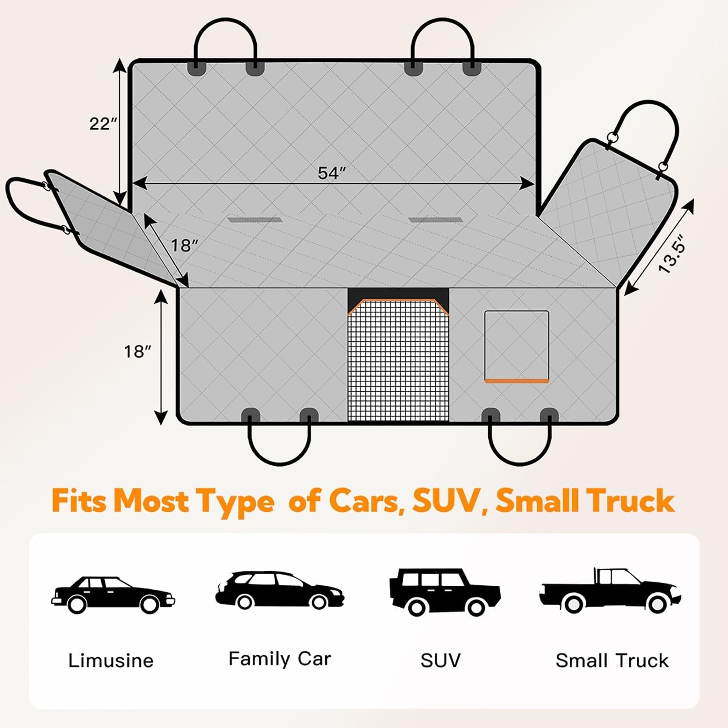 Waterproof Dog Car Seat Cover Hammock – Heavy Duty Back Seat Protector for Cars & SUVs