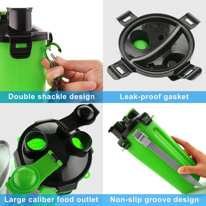 Dog Travel Water Bottle Collapsible Bowls, 2 in 1 Pet Food Container with Collapse Bowls, Outdoor Portable Water Bowls for Walking, Traveling, Camping and Hiking (Green)