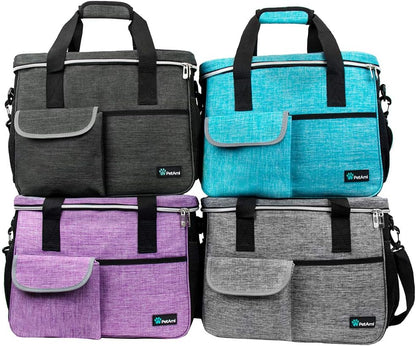 Dog Travel Organizer with Food Container and Bowls, Weekend Camping Accessories - Charcoal, Medium