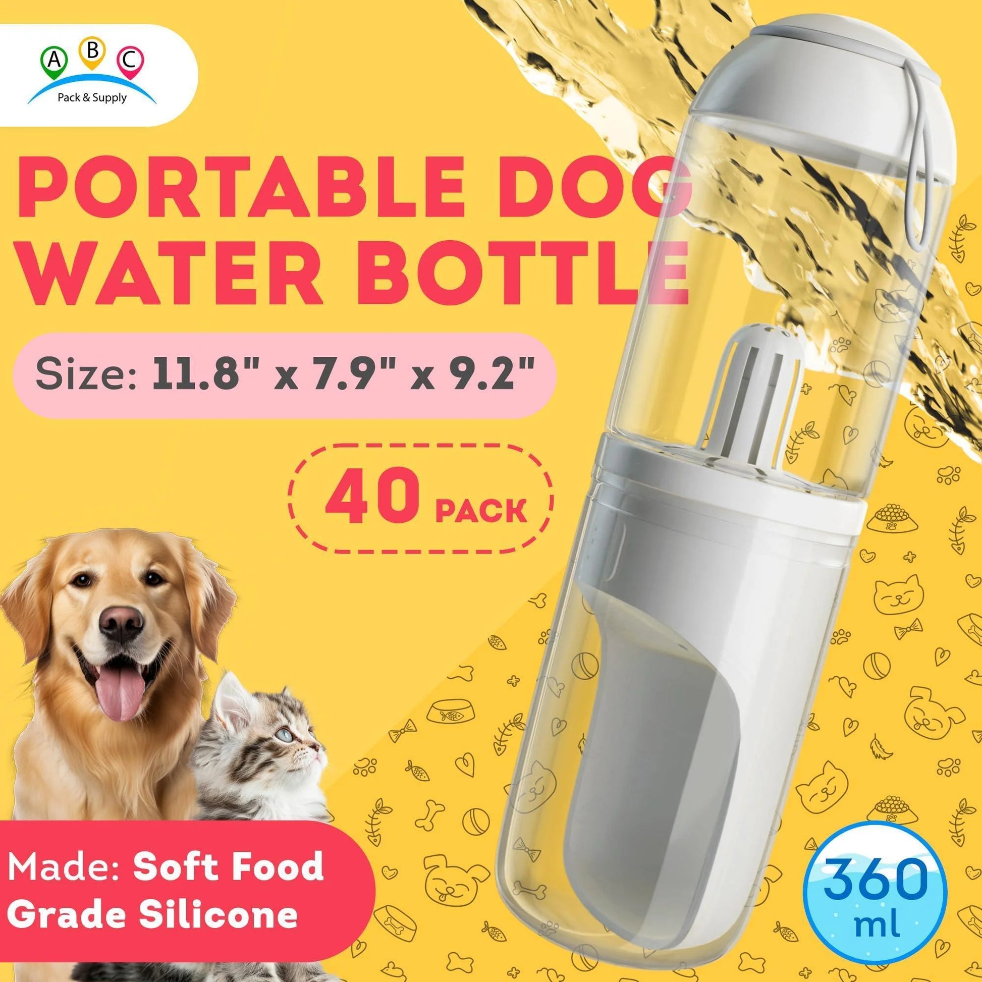 Portable Dog Water Bottle – Leakproof Travel Water Dispenser (12oz)