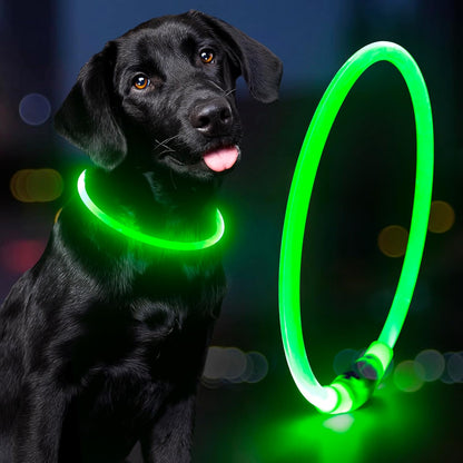Light up Dog Collar - Waterproof LED Pet Collar Rechargeable, TPU Cuttable Glow in the Dark Dog Lights for Night Walking (Pink)