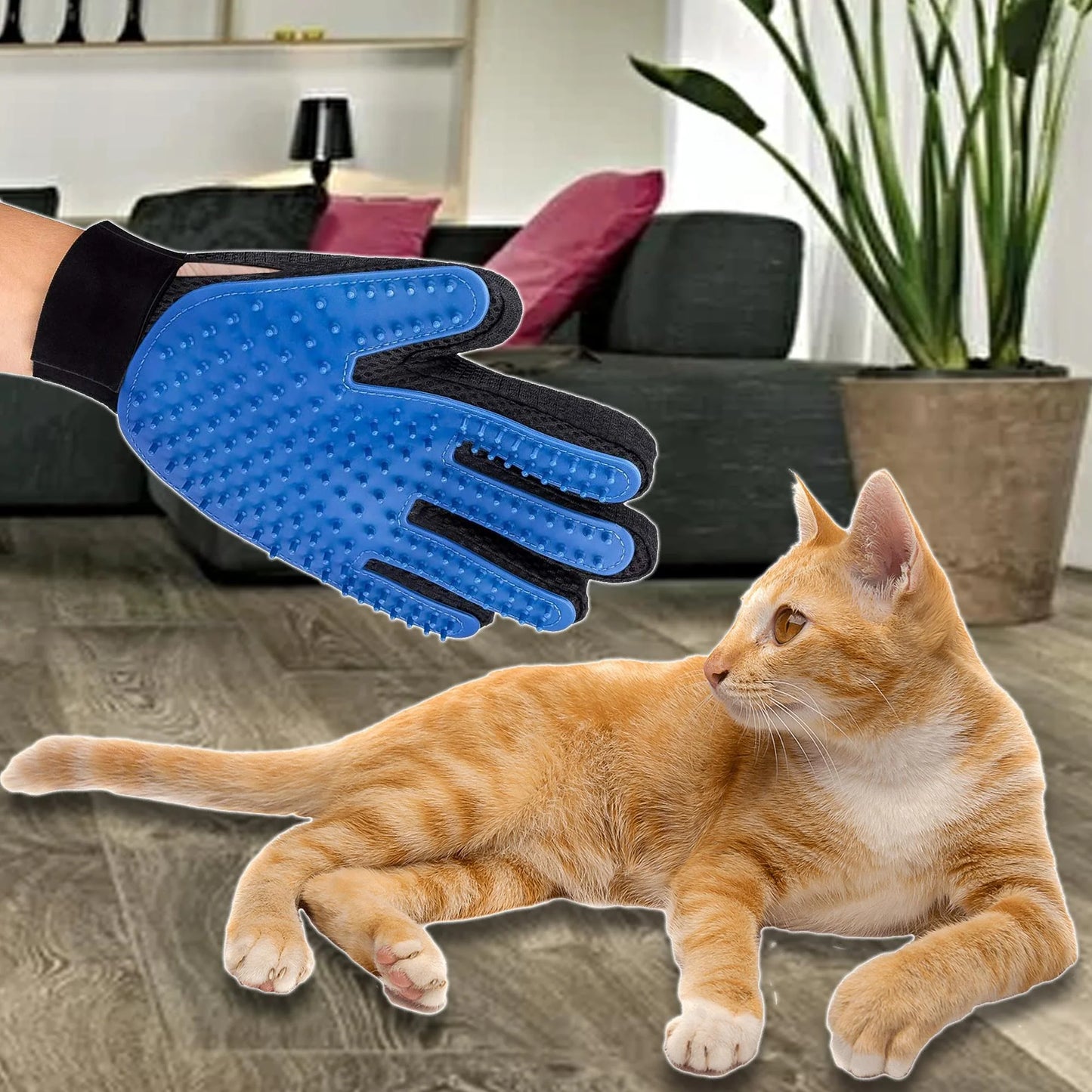Pet Grooming Deshedding Gloves – Hair Removal & Massage Brush (Pair)
