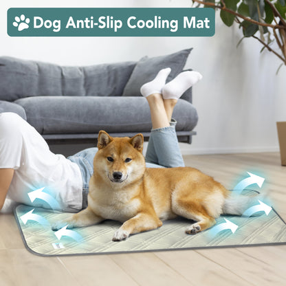 Waterproof Cooling Mat for Dog, Premium Pet Cooling Blanket for Bed Crate, anti Slip Indoor Dog Cool Pad for Sleeping, Q-MAX Large Sofa Couch Cover Mat for Cat, Beige, 40X60