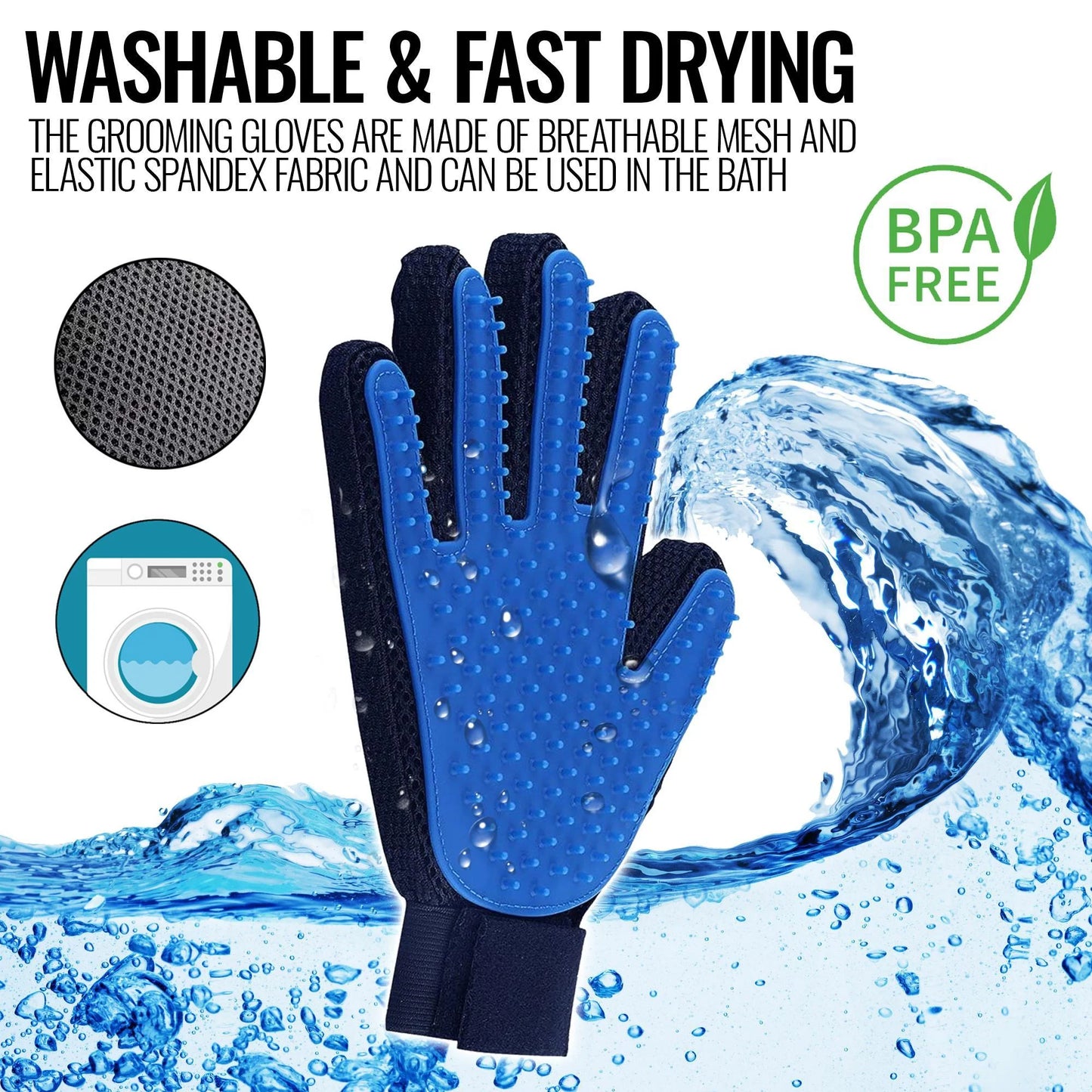 Pet Grooming Deshedding Gloves – Hair Removal & Massage Brush (Pair)