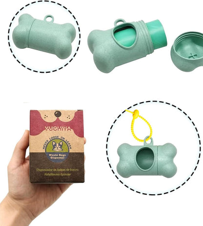 Dog Poop Pickup Bags Holder Dispenser with Standard-Sized Leak-Proof Scented Doggy Waste Bags and Carabiner with Safety Lock&Fastener Never Loose on Leash Lead Again (1 Holder 195 Bags, Blue)