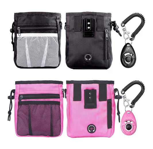 Dog Treat Training Pouch with Clickers – Hands-Free Training Bag