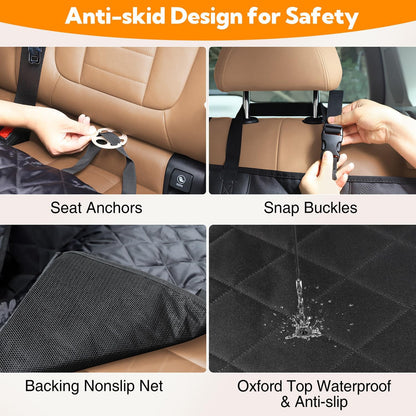 Waterproof Dog Car Seat Cover Hammock – Heavy Duty Back Seat Protector for Cars & SUVs